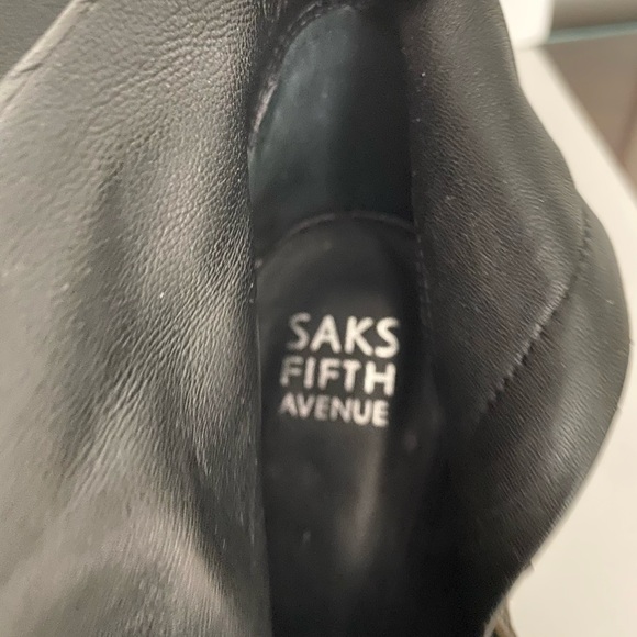 Saks 5th Ave Black Calfskin Tall Slouch Boots - Picture 5 of 7